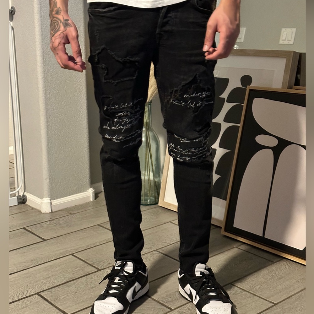 ZARA Black Distressed Denim